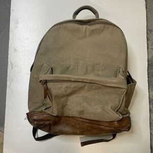 PROPERTY OF... Rugged Waxed Canvas Leather Backpack Khaki Brown Unisex Travel